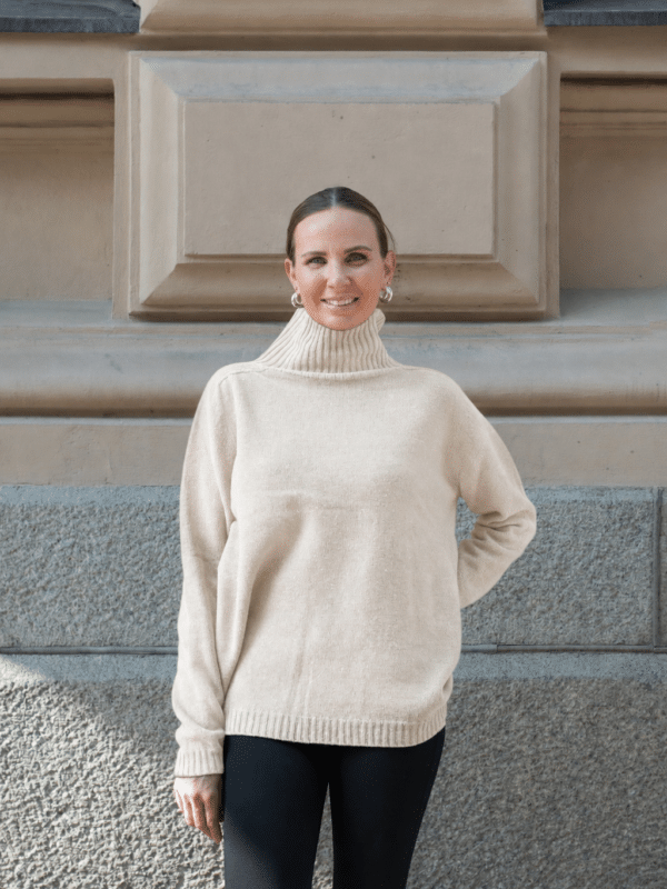 WOOL Nova Polo Knit -neule, vaaleanbeige