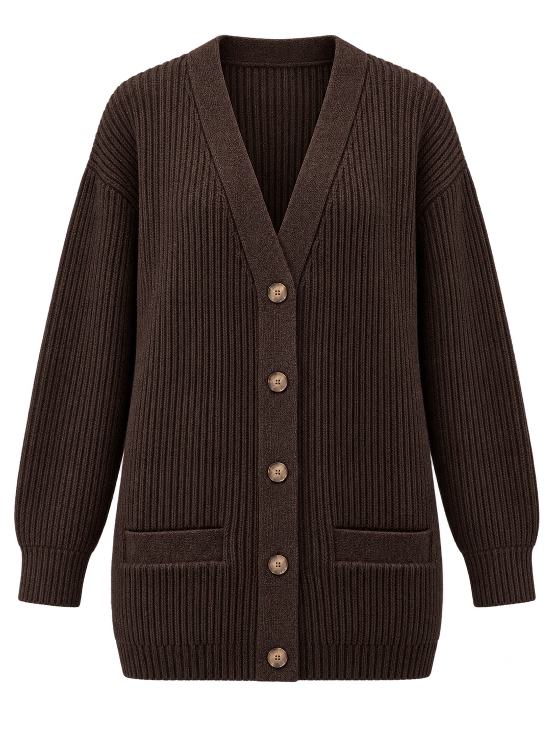WOOL Warm Light Cardigan -neuletakki, tummanruskea