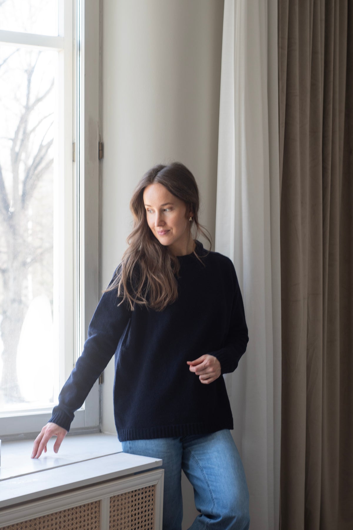 WOOL Nova O-neck Knit -neule, tummansininen