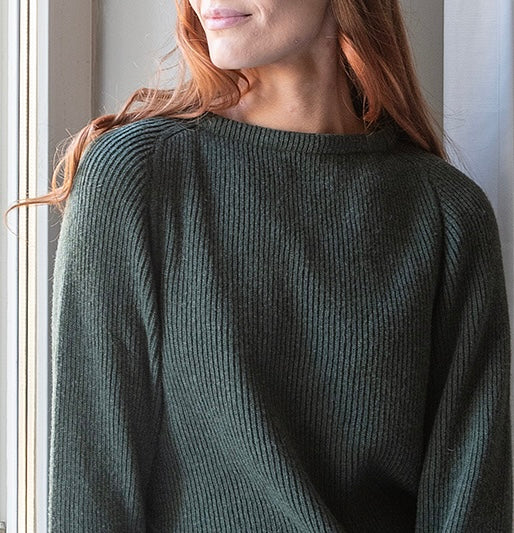 WOOL Warm Short Knit -neule, tummanvihreä