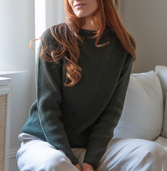 WOOL Warm Short Knit -neule, tummanvihreä