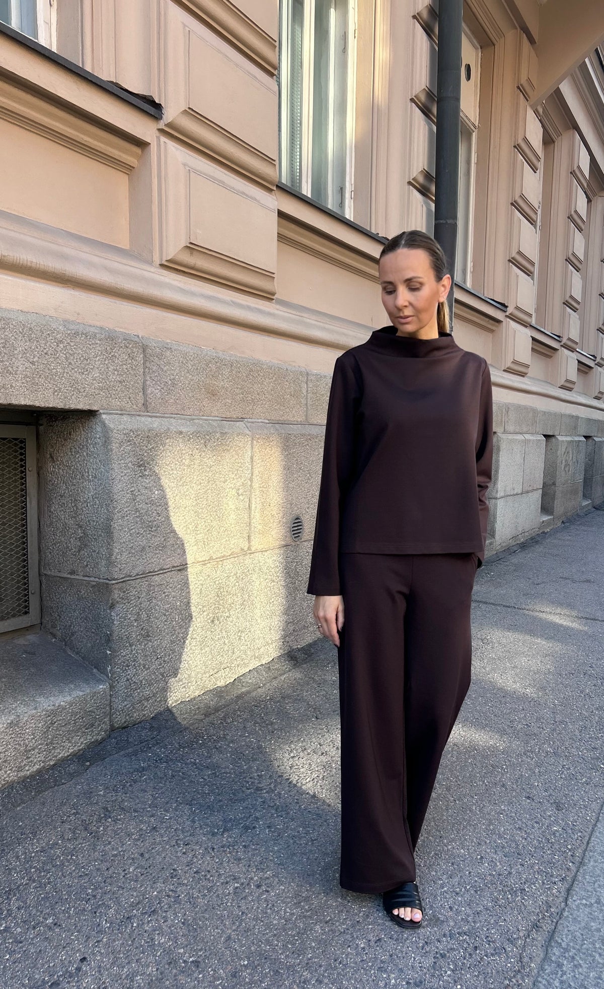 ESSENTIAL Wide Pants -housut, ruskea