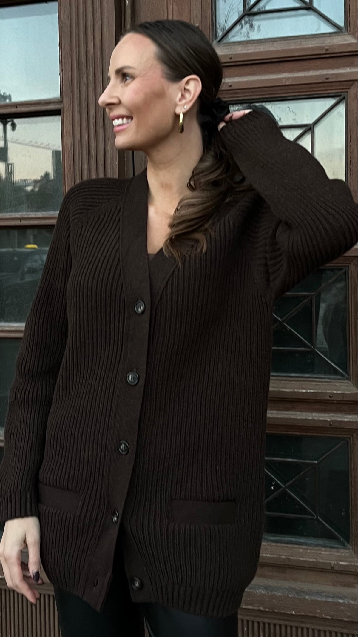 WOOL Warm Light Cardigan -neuletakki, tummanruskea