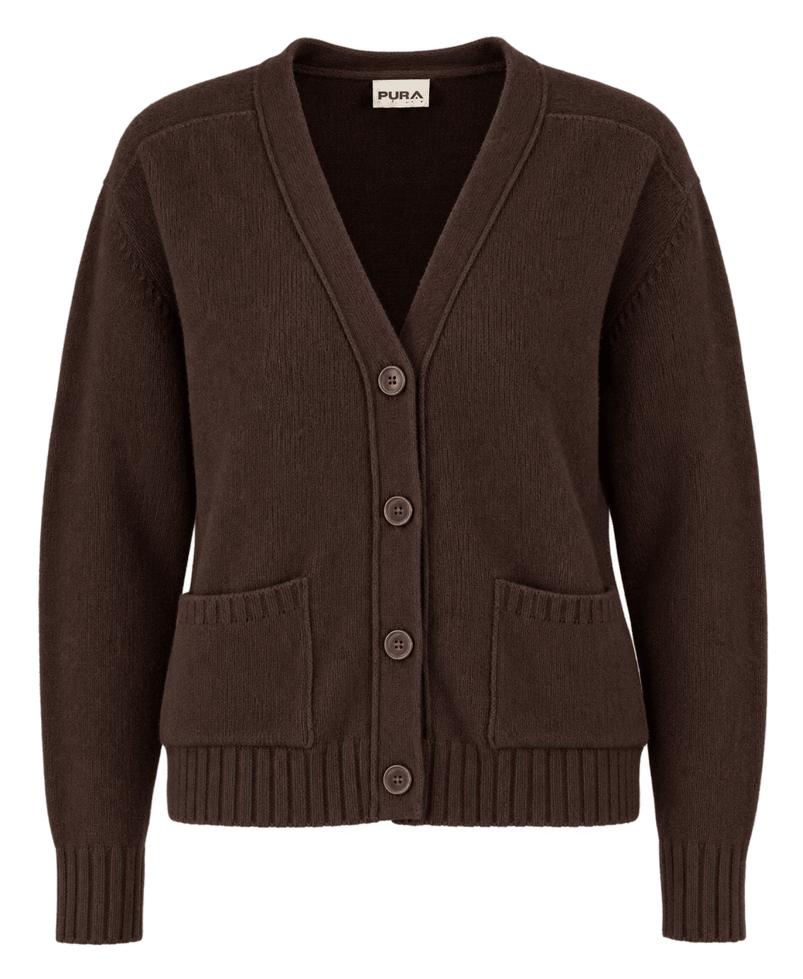 WOOL Love Loose Fit Cardigan, tummanruskea