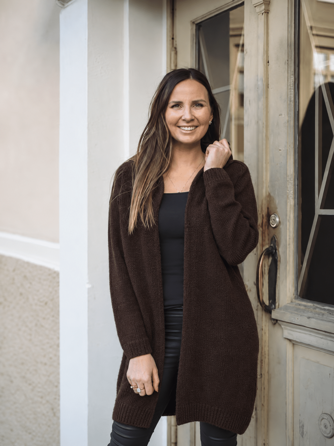 WOOL Love Hoodie Cardigan -neuletakki, tummanruskea