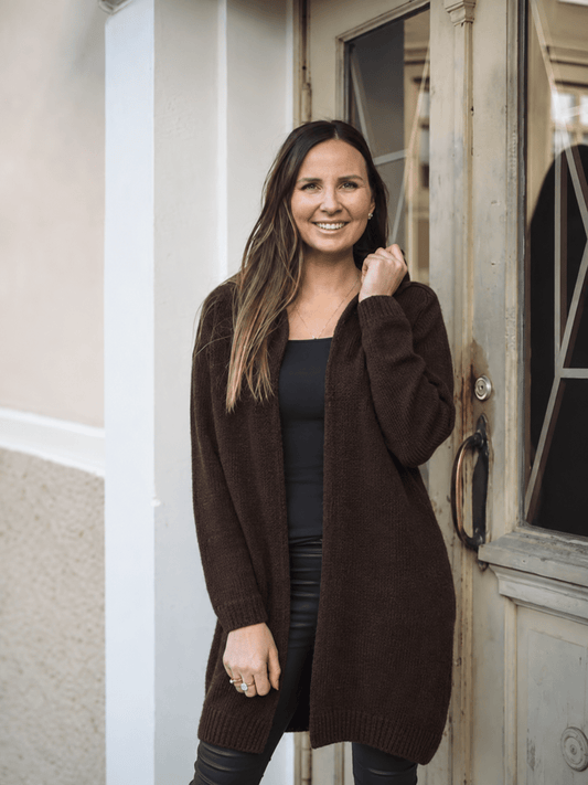 WOOL Love Hoodie Cardigan -neuletakki, tummanruskea